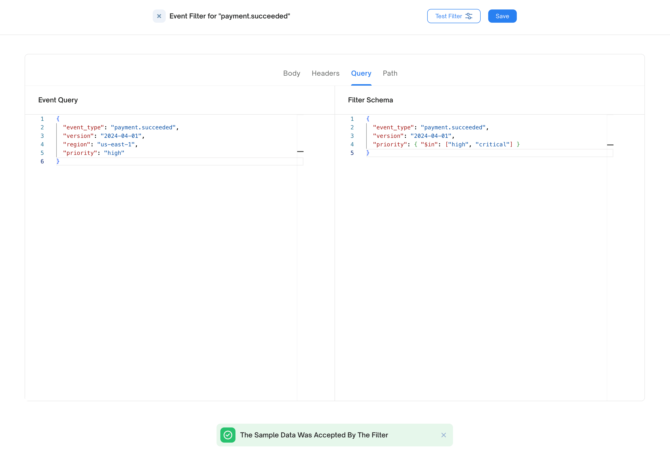 Inbound event filtering